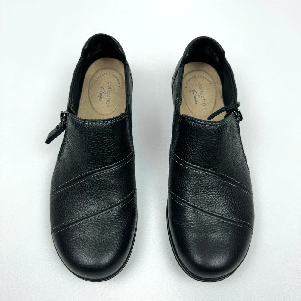 Clarks Cora Giny Textured Leather Cushioned Loafer